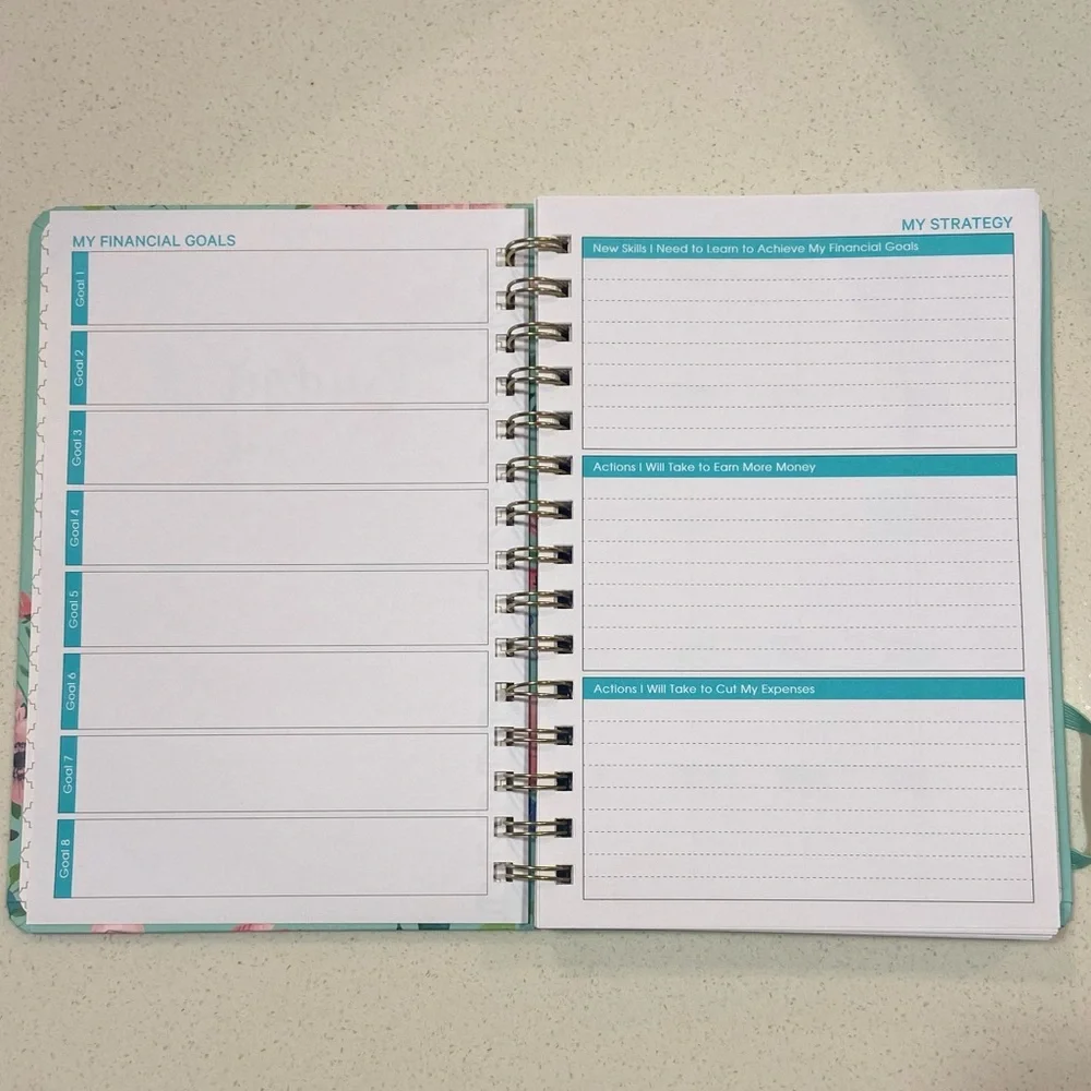 Floral Budget Book with Pink and Green Design